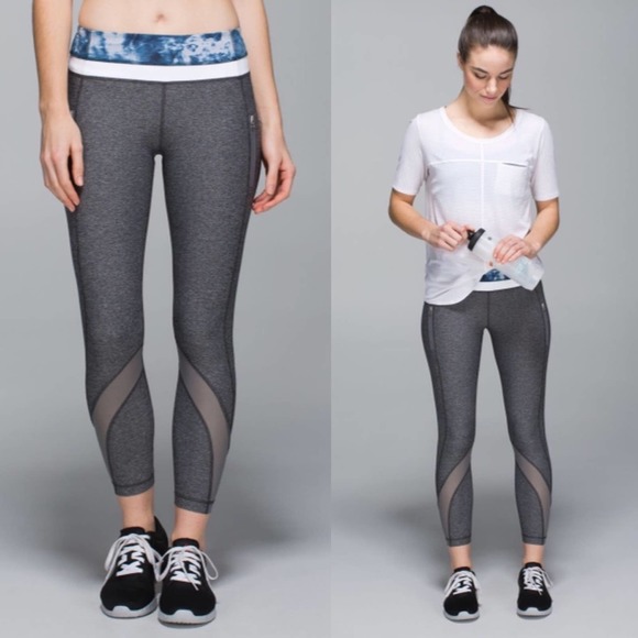 lululemon athletica Pants - Lululemon Inspire Tight II (Mesh) Heathered Black/Sea Side Silver Fox Alberta